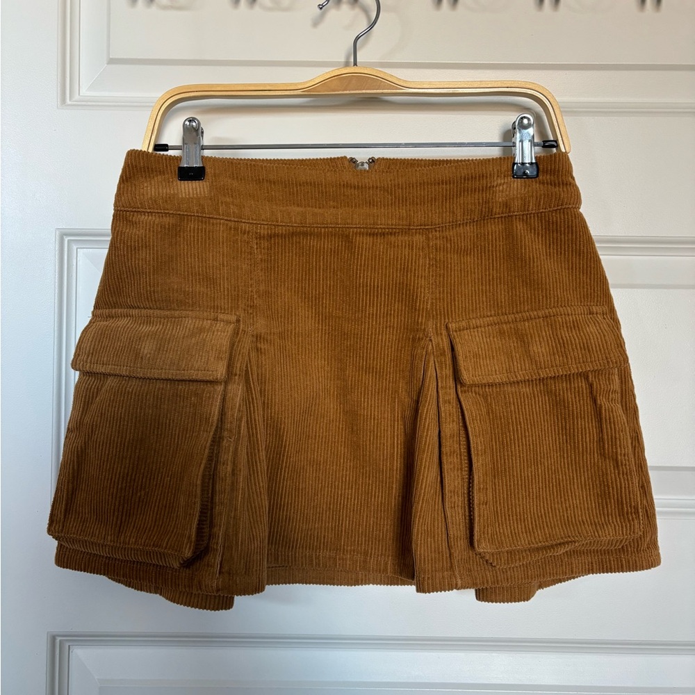 Women's Tan Corduroy Mini Skirt